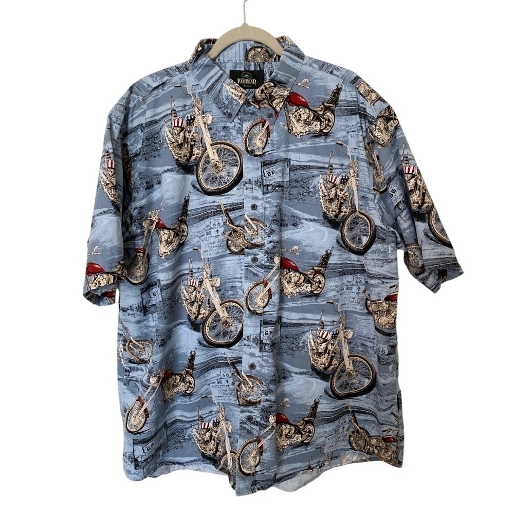 REDHEAD Motorcycle Print Short Sleeve Shirt, XXL